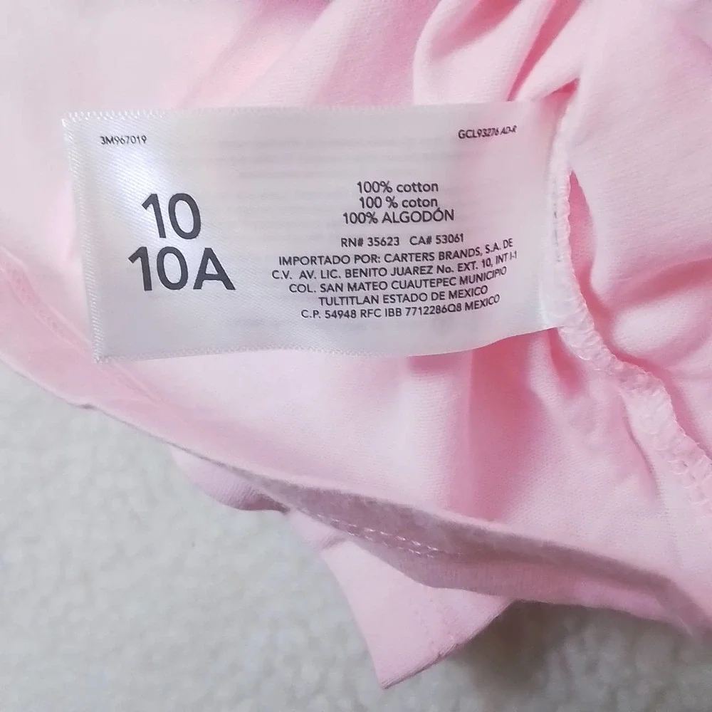 Carter's Kid Long Sleeve Cotton T-Shirt Girl's Size 10‎ Pink w/ Jungle Theme
